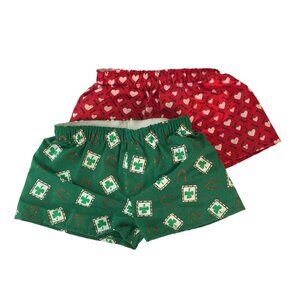 Build A Bear Clothes Boxer Shorts Underwear Valentine Red Hearts Green Shamrocks